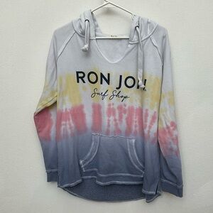Ron Jon Surf Shop Purple, Pink, Yellow, White Ombre Tie Dye Hoodie Size Large